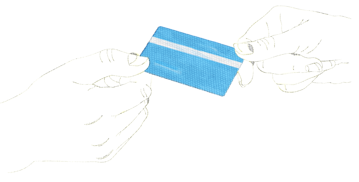 Illustration of hands exchanging gas card